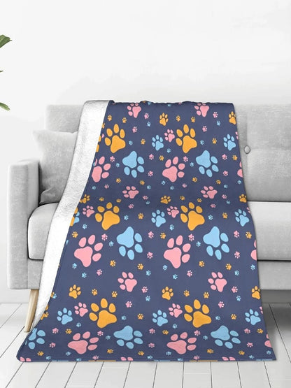 Manta de Pelúcia Super Quentinha Pés Peludos Estampada para Animais em Flanela para Quarto, Colcha Perfeita, Ideia de Presente