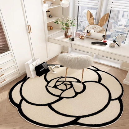 Round Camellia Crystal Velvet Floor Mat Living Room Bathroom Door Absorbent Quick-Drying Floor Rugs Household Non-slip Carpet