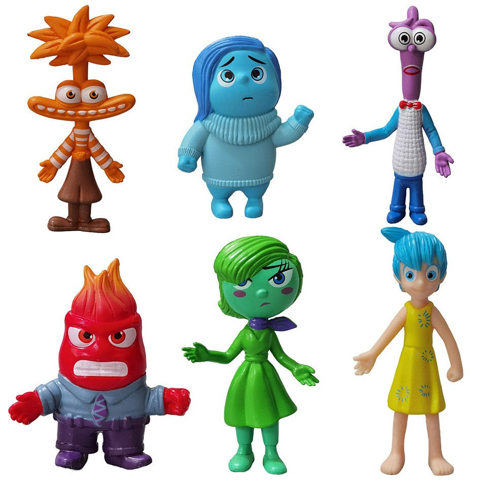 6 pçs/conjunto Dentro Fora Brinquedo Infantil Boneco de Ação Tristeza Alegria Raiva Boneca de Ação Enfeite de Bolo Enfeite de Mesa Presente de Aniversário Infantil