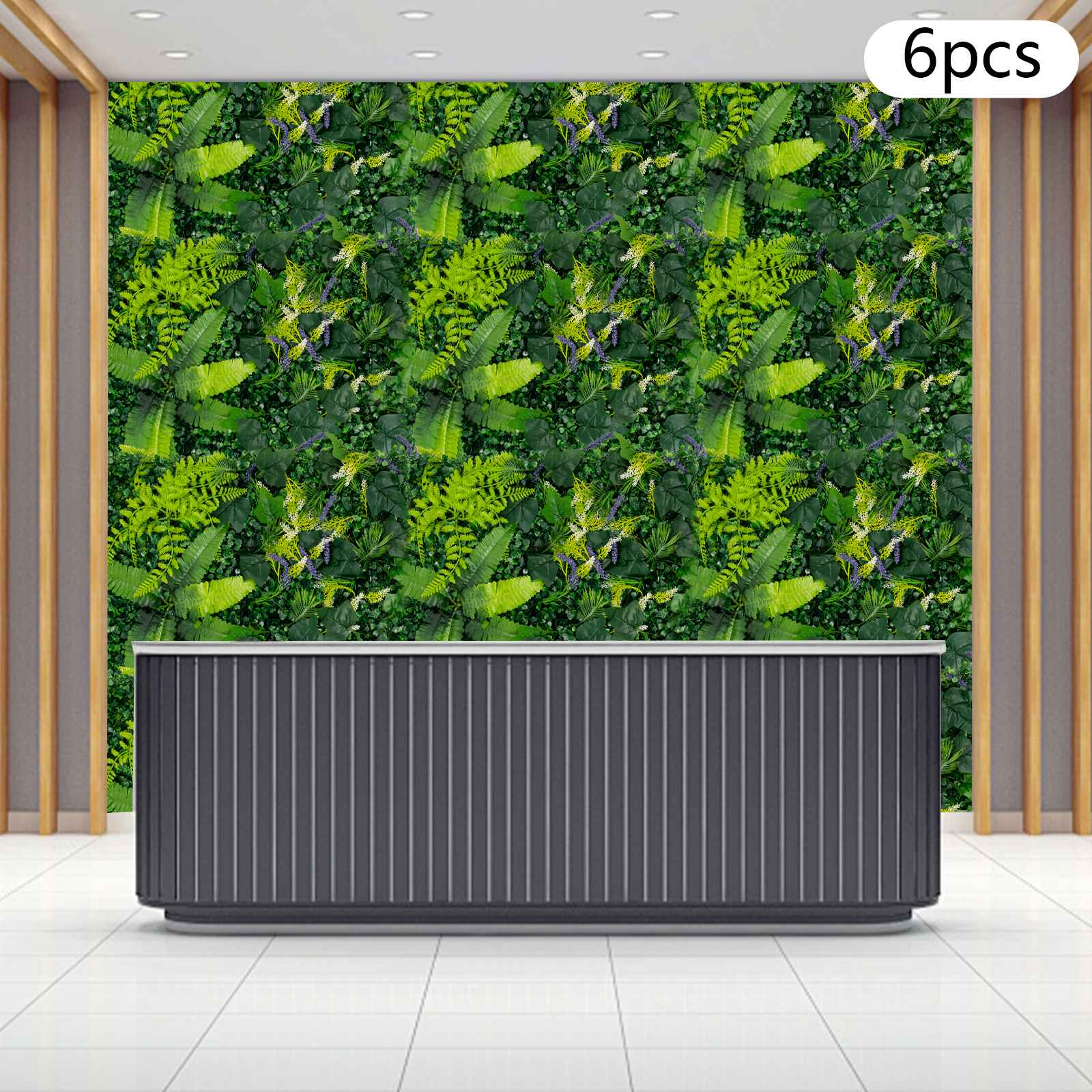 6 Pack Artificial Greenery Wall 60x40cm Faux Plant Panel for Garden Balcony Porch Wedding Party Indoor Outdoor Decoration