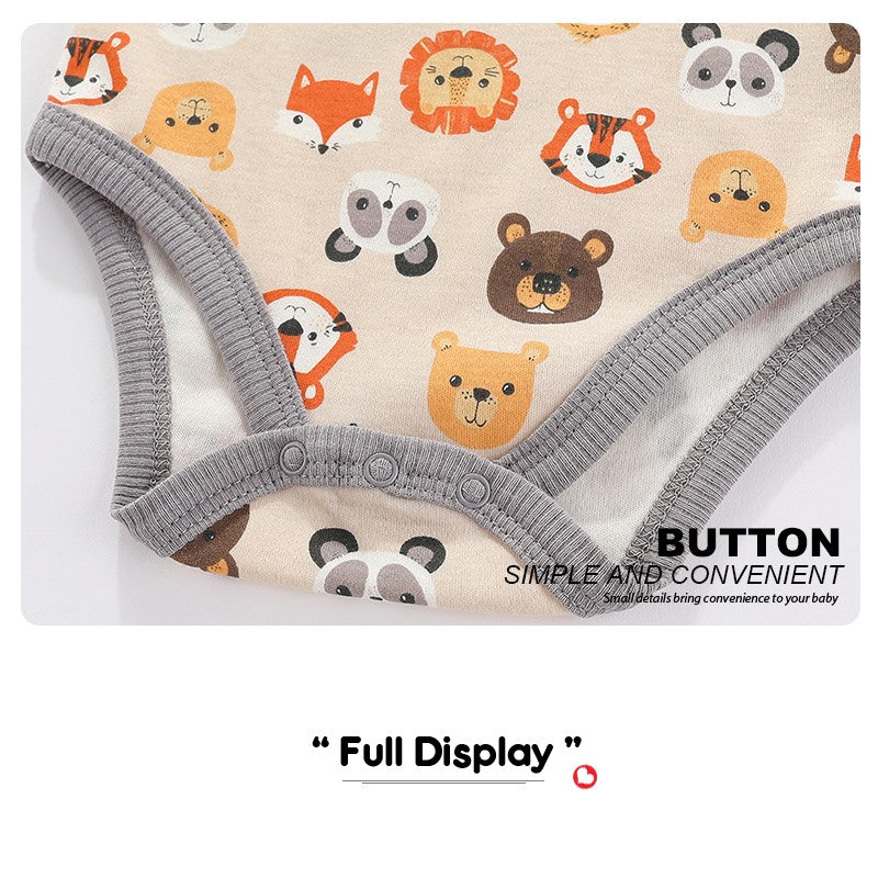 Kiddiezoom 4pcs Fashion Short Sleeve Cartoon Baby Boy Girl Bodysuit 100% Cotton Newborn Boy Girl Onesies Clothes