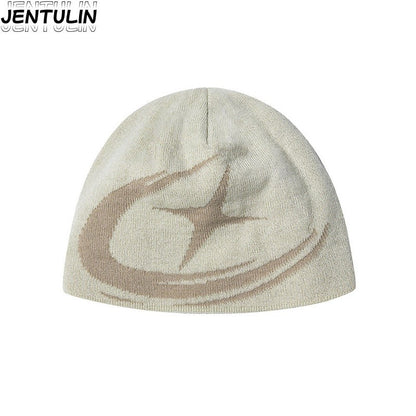 Y2K Harajuku Street Boomerang Satr pattern Beanies Autumn Unisex Warm Knitted Hat Hot Girl Outdoor Casual Man Hip Hop Caps