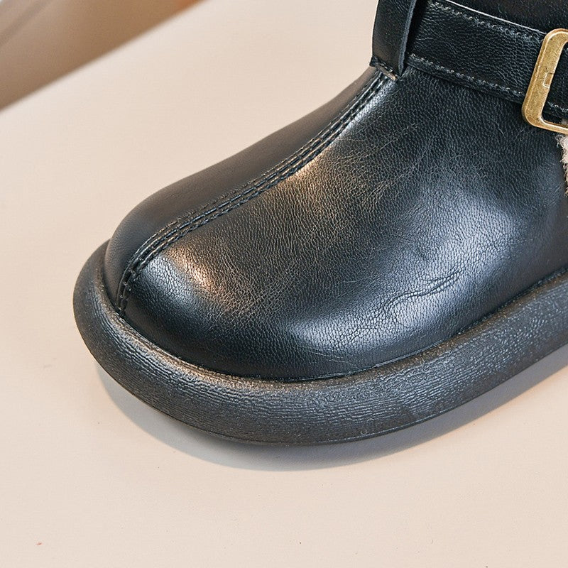 Winter Fur Boots For Children 2025 Trend Fashion Boy's Girl's Plush Snow Boots Anti-slippery Teenager Kid's Padded Boots Cotton