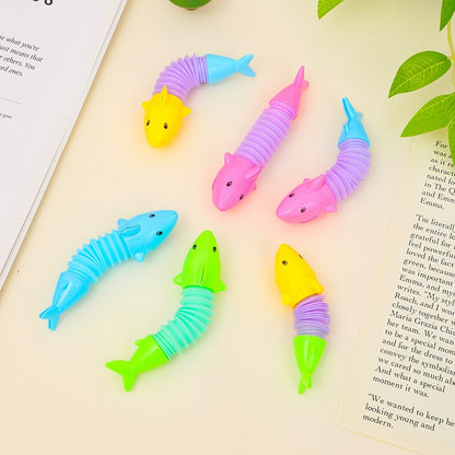 20Pcs Colorful Shark Tube Transformation Dinosaur Stress Relief Toy for Kids Birthday Party Favors Wedding Guest Pinata Gift