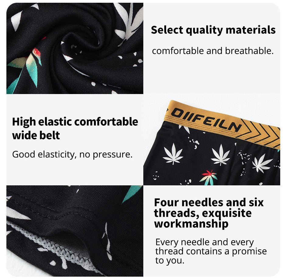 5/7/10 Pcs Men's Long Sports Parent-child Underwear Teenagers To Adults Multi-size Mix And Match Boyshort Elastic Waist Shorts