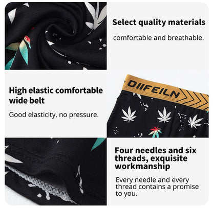 5/7/10 Pcs Men's Long Sports Parent-child Underwear Teenagers To Adults Multi-size Mix And Match Boyshort Elastic Waist Shorts