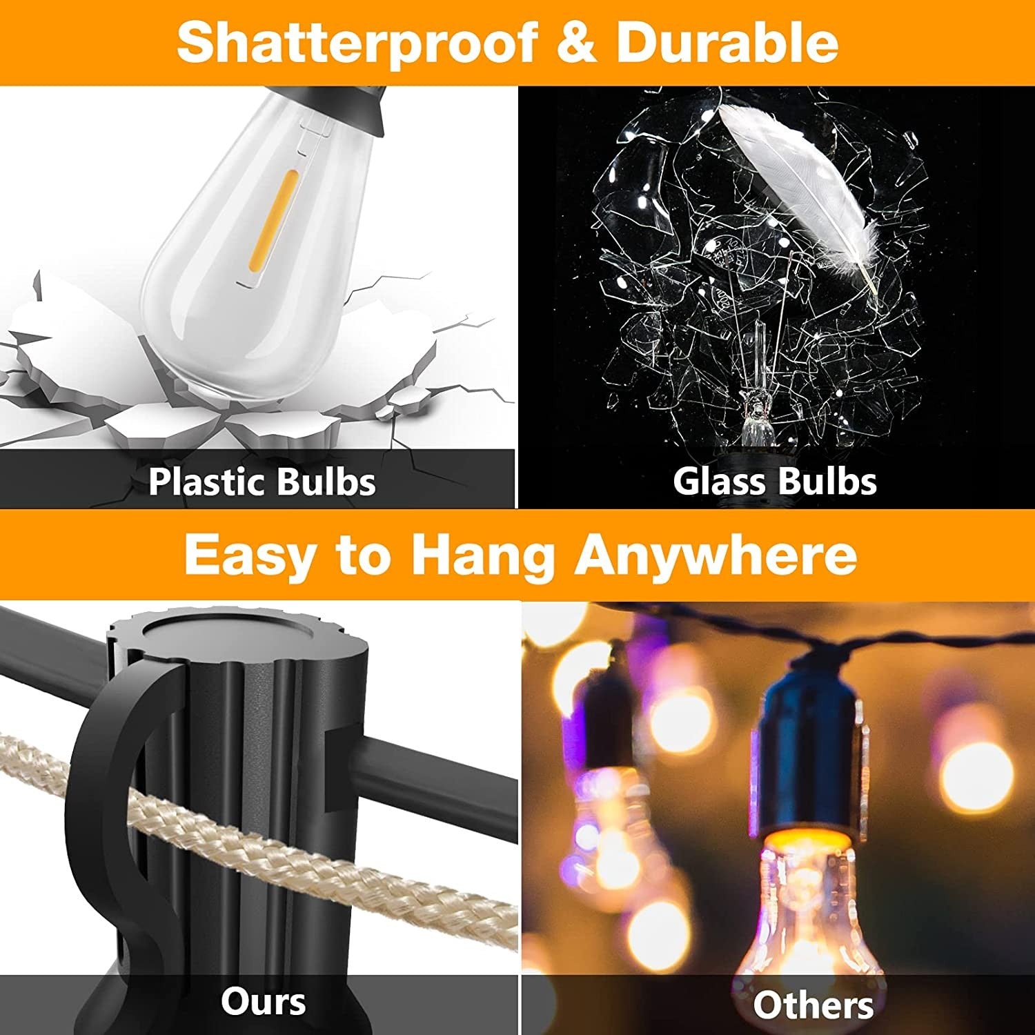Shatterproof ST38 Plastic Outdoor String Lights Waterproof LED Garden Light Garland Connectable Retro Festoon Decoration Light