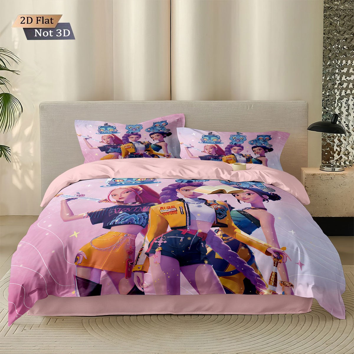 3pcsK-Pop Demon Hunters Printed Chipless Bedding, Multi Sized Bedding, Dormitory duvet Cover, Soft Machine Washable Decoration