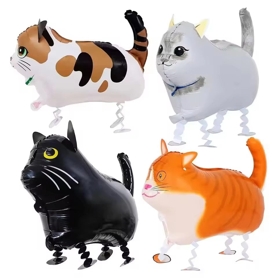 4Pcs Walking Cat Balloons Animal Pet Cat Balloons Cat Balloons for Kids Birthday Party Pet Cat Theme Birthday Party Decorations