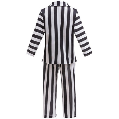 2025 New Halloween Cosplay Costume Black Society Master Stripe Cosplay Suit Set Performance Dress Classic Stripe Two Piece Set