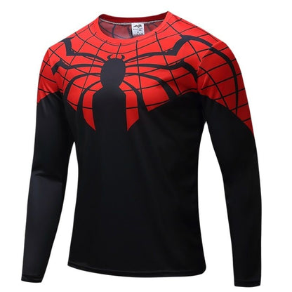 Funny 3D Spider Print Men's Long Sleeve T-shirt Outdoor Fitness Sports Tops Casual O-neck Loose Pullover Fashion Trend Clothing