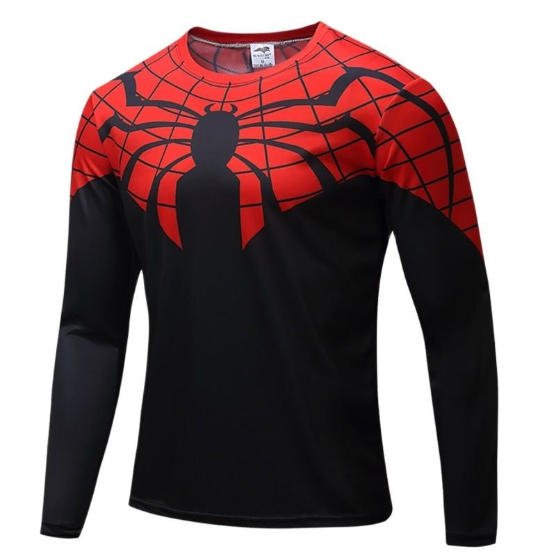 Funny 3D Spider Print Men's Long Sleeve T-shirt Outdoor Fitness Sports Tops Casual O-neck Loose Pullover Fashion Trend Clothing