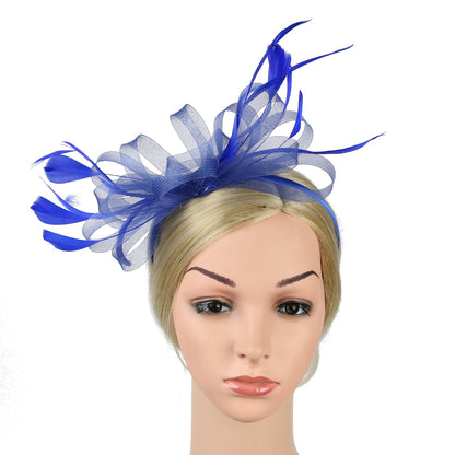 Chapéu Fascinator Feminino Chique Coquetel Casamento Festa Igreja Acessório de Cabelo Moda Pena Grampo de Cabelo Noiva