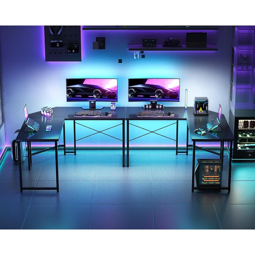 L-Shaped Gaming Desk: Corner Computer Desk for Home Office, Durable Small Space Workstation