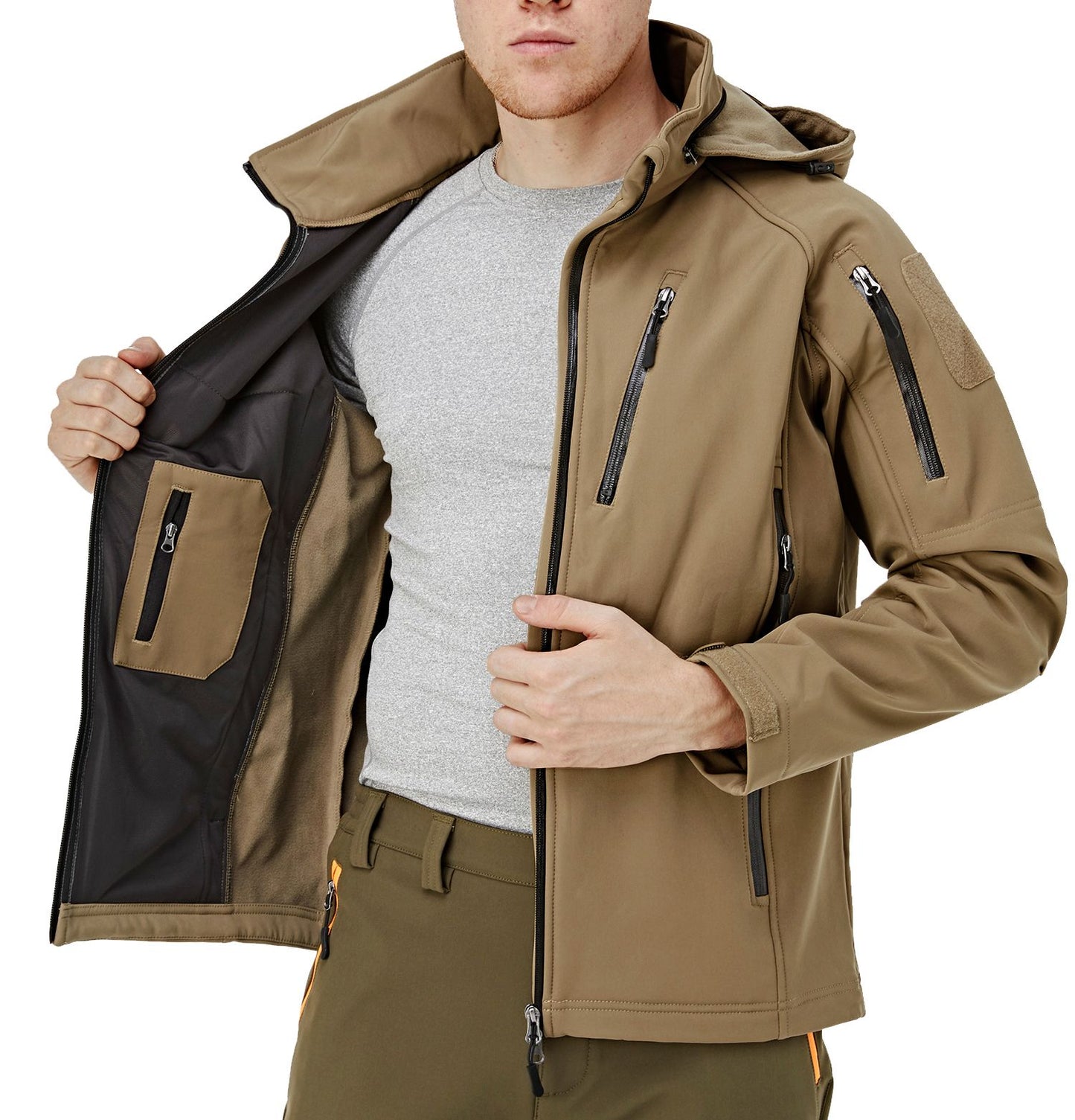 TACVASEN Fleece Lined Waterproof Jackets Mens Jacket Coats Outdoor Safari Windbreaker Winter Warm Work Jacket Outwear Windproof