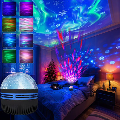 1pc Northern Lights LED Atmosphere Projector,7 Modes, Starry Rotation Projection,USB Powered,Remote Control,For Bedroom Decor