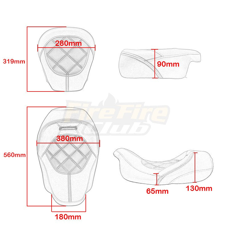 Assento Traseiro Dianteiro para Passageiro de Motocicleta para Harley Touring Electra Glide CVO Street Glide Road King 2009-2022