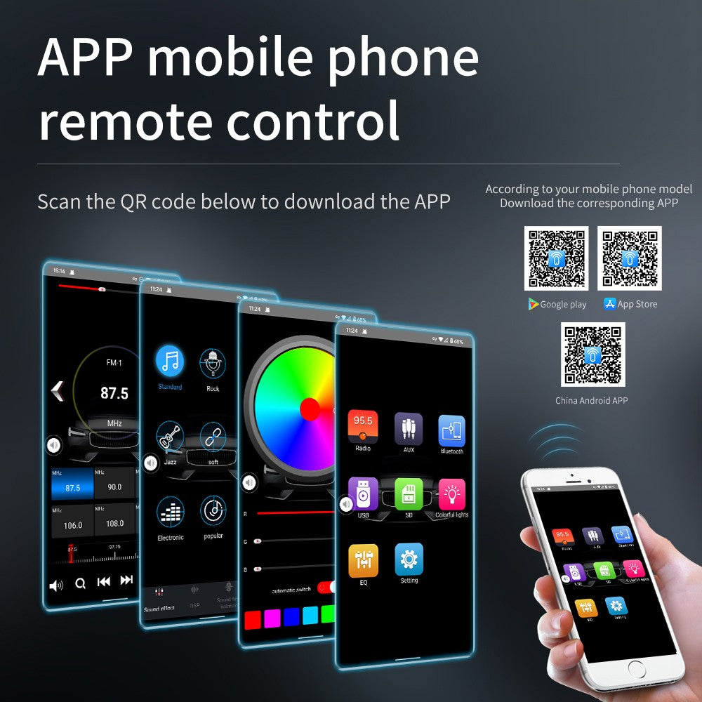 Podofo Car Audio Radio 1 Din MP3 Car Stereo Bluetooth FM AUX In USB Colorful Buttons APP Remote Control Car Multimedia Player