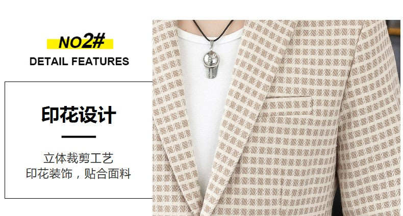 Blazer Men's Fashion Gentleman Business Outdoor Travel Plaid Slim-fit Korean Version of The Trend Handsome Youth Casual Blazer