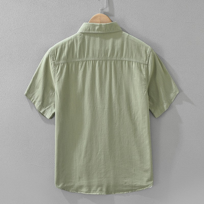 Men's Short Sleeve Cargo Shirt Streetwear Summer Loose Fit Workwear Shirt with Chest Pocket Breathable Cotton Daily Outfits Tops