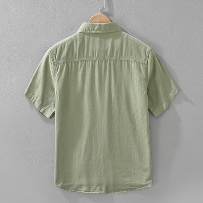 Men's Short Sleeve Cargo Shirt Streetwear Summer Loose Fit Workwear Shirt with Chest Pocket Breathable Cotton Daily Outfits Tops