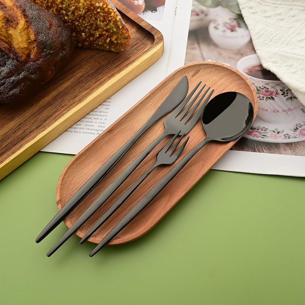 Conjunto de Talheres de Aço Inoxidável 16 Peças Rainbow para Jantar Faca Garfo de Bolo Colher Conjunto de Talheres de Mesa de Cozinha