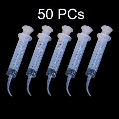 50 Seringas Descartáveis de Irrigação Dental com Ponta Curva 12ml para Uso Odontológico Material Odontológico Diâmetro da Ponta 1.9mm