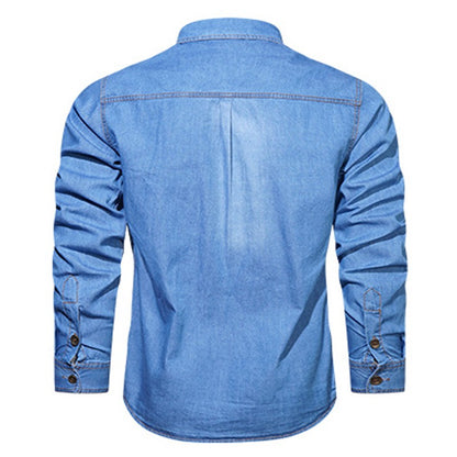 Men's Spring Denim Thin Shirt Soft Cotton Slim Fit Jeans Cowboy Streetwear Male Autumn Long Sleeve Shirts Plus Size 5XL