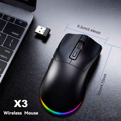 Dual-Mode Wireless Mouse | Magnetic Charging Dock | RGB Backlit | 3-Speed DPI (800-1200-1600) | 2.4G/BT | Suitable for daily use