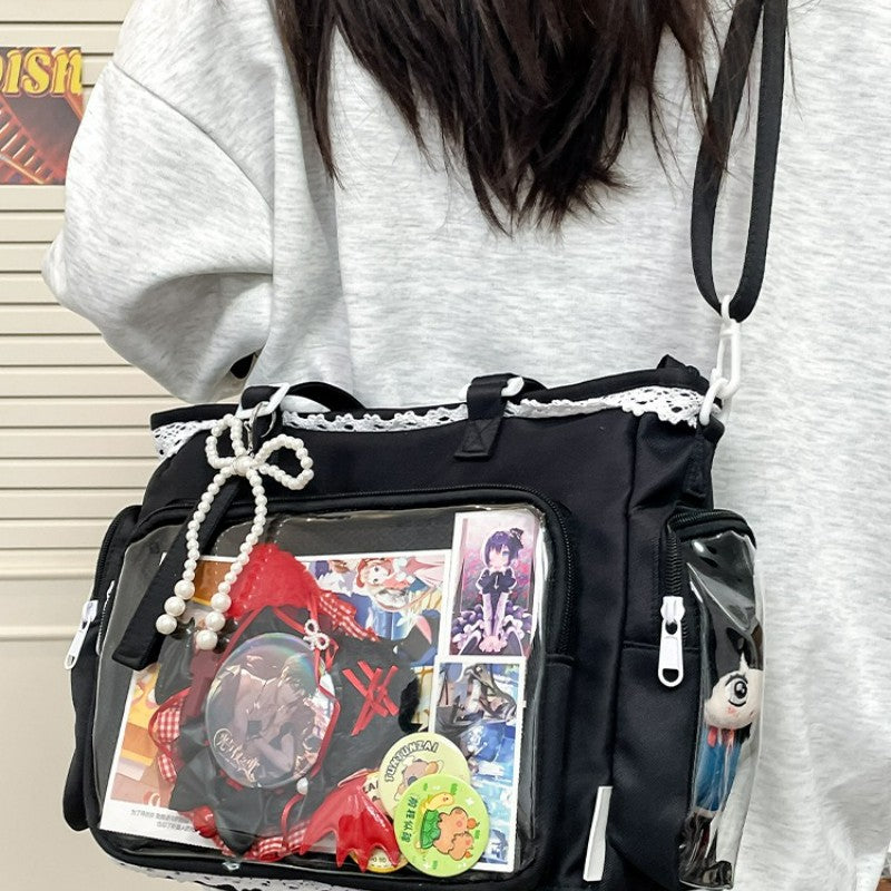 New Japanese Style Transparent Crossbody Bag Cute Candy Color Commuting Shoulder Bag for Girls Simple and Casual Texture Ita Bag