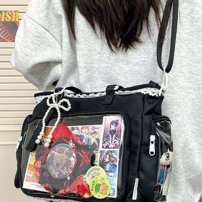 New Japanese Style Transparent Crossbody Bag Cute Candy Color Commuting Shoulder Bag for Girls Simple and Casual Texture Ita Bag