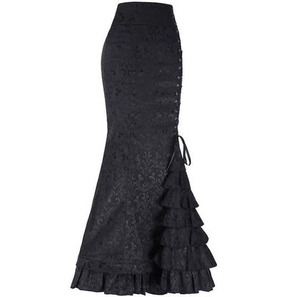 Vintage Gothic Long Skirts Women Punk Fish Tail Skirt New High Waisted Temperament Goth Skirt Festival Party Wear Woman Clothes