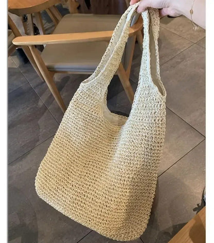 Fashion Straw Women Shoulder Bags Paper Woven Female Handbags Large Capacity Summer Beach Straw Bags Casual Tote Purses