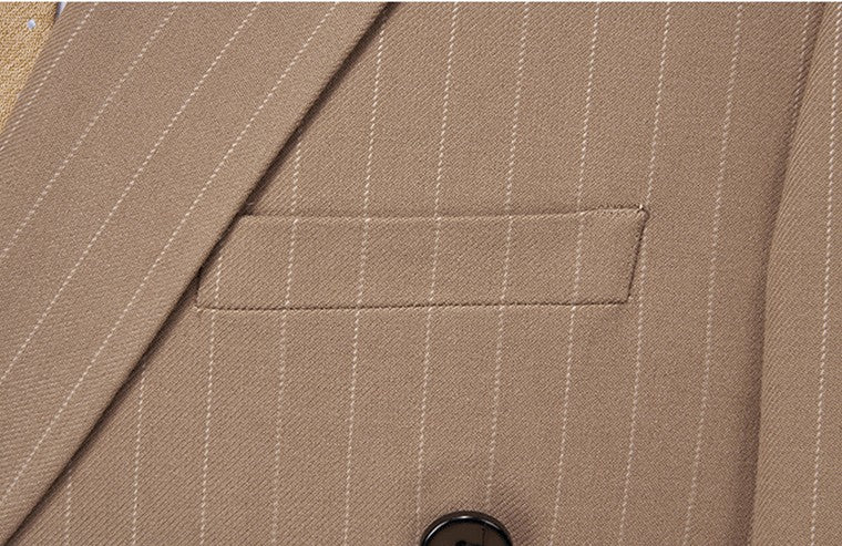 Blue Pinstripe Men's Double-breasted Suit Two-piece, Wedding/Party/Business Dress Jacket and Pants, Red Gray Male Sets M-4XL 5XL