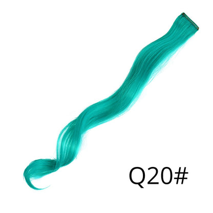 Apliques Sintéticos Presilha de Uma Peça Extensões de Cabelo Arco-Íris Cabelo Sintético Liso Peças de Cabelo de 45cm Longo Ombré Rosa Roxo Vermelho Azul