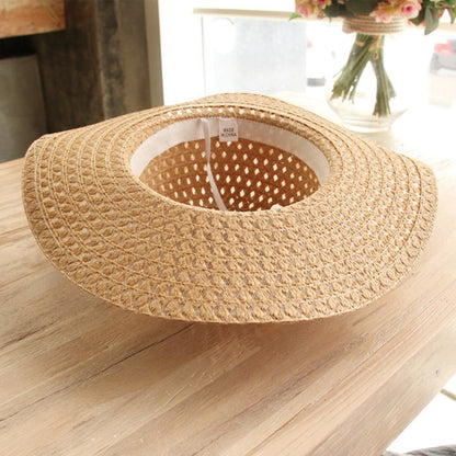 Women Lace Sun Hats For  Wide Brim Straw Beach Side Cap Floppy Female Straw Hat Lace Solid Fringe Straw Hat Summer Hat Chapeu