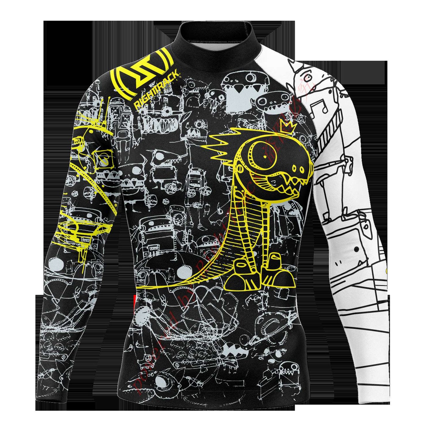 Hot Men's Surfing Shirt Nautical Diary Lycra Rashguard RIGHTTRACK For Surf Sportswear Beach UV Swimwear UPF50+ Clothes