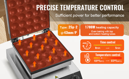 SucceBuy Electric Waffle Maker 25PCS Mini Dutch Pancake Maker Dorayaki Machine Waffreras Kitchen Home Appliance Snack Gaufriers