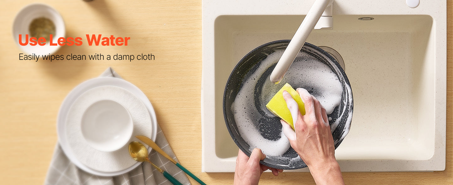 VEVOR 17 Pcs Nonstick Cookware Set Granite Pots and Pans Set Induction Cookwares Kitchen Cooking Set with Frying Sauce Saute Pan