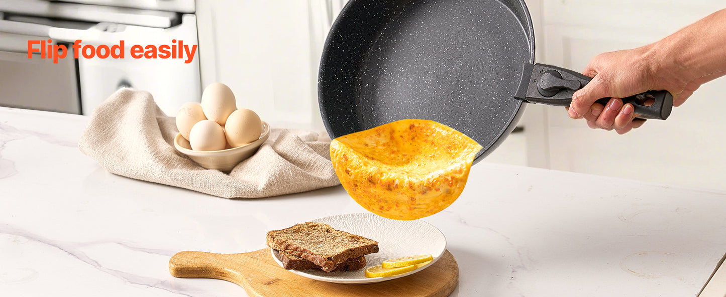 VEVOR 17 Pcs Nonstick Cookware Set Granite Pots and Pans Set Induction Cookwares Kitchen Cooking Set with Frying Sauce Saute Pan