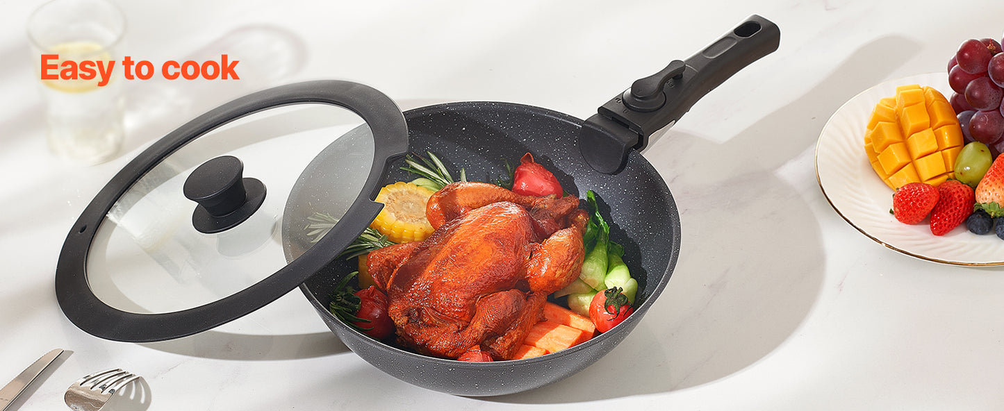 VEVOR 17 Pcs Nonstick Cookware Set Granite Pots and Pans Set Induction Cookwares Kitchen Cooking Set with Frying Sauce Saute Pan