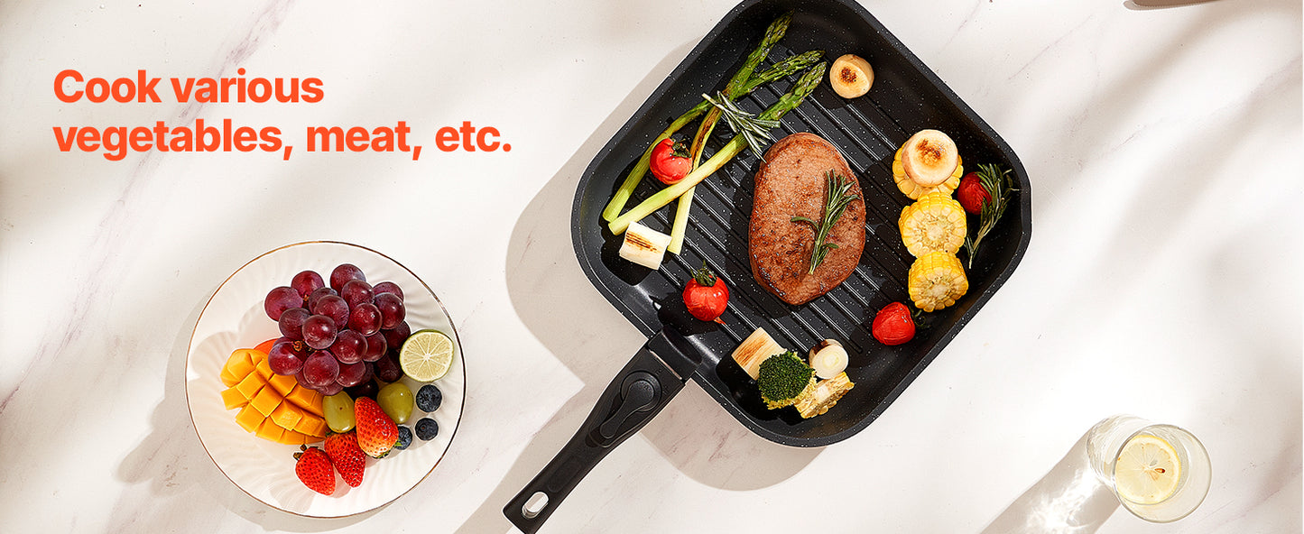 VEVOR 17 Pcs Nonstick Cookware Set Granite Pots and Pans Set Induction Cookwares Kitchen Cooking Set with Frying Sauce Saute Pan