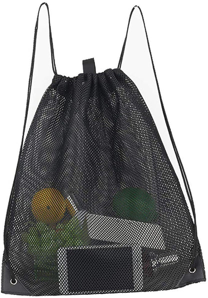 Mesh Drawstring Backpack Bags Heavy Duty Multi Functional Black Mesh Pouch Beach Toys Bag Beach Bag