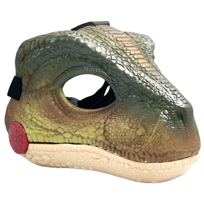 Moving Jaw Dino Mask with Dinosaur Scream Dinosaur Head Face Mask Lifelike Dinosaur Mask Headwear for Halloween Carnival Party