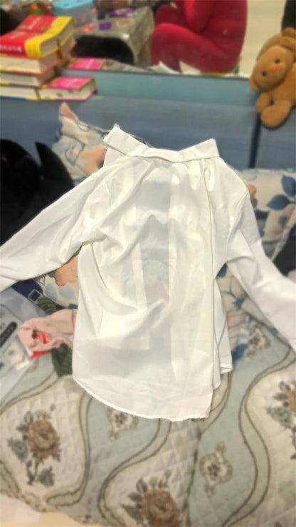 Elastic Cotton White Shirt Women's Spring and Autumn Basic Korean Version Loose Casual Shirt Work Professional Top