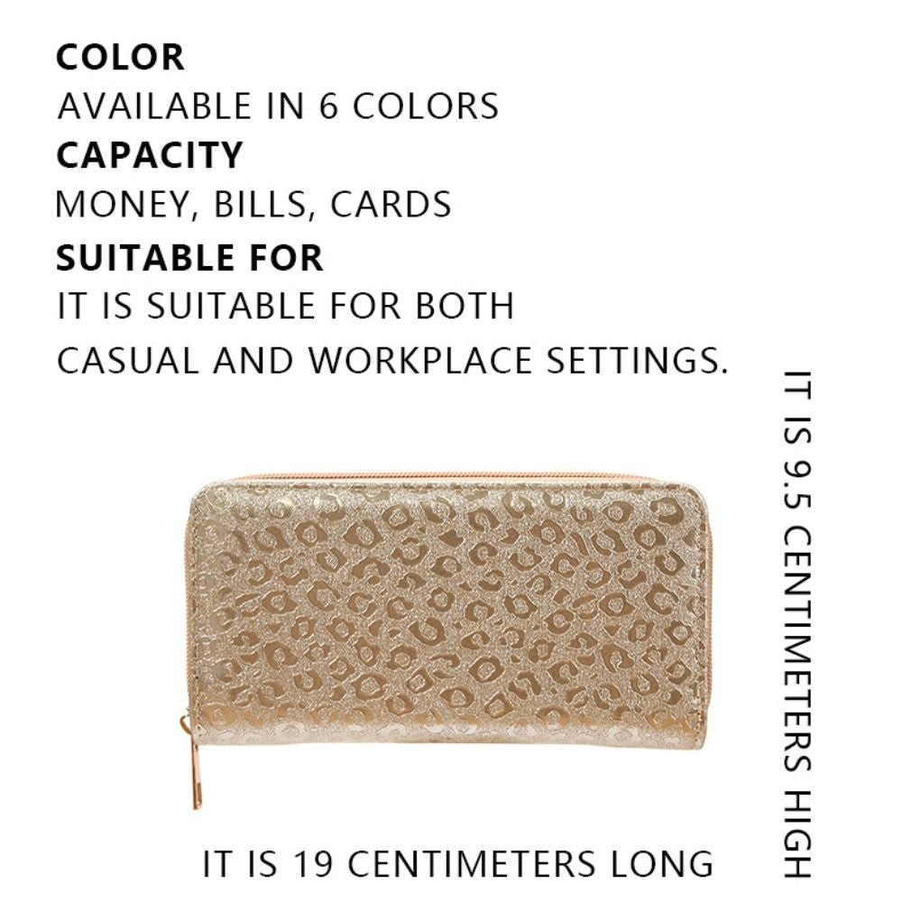 Minimalist PU Leather Leather Women Wallets 6 Colors Glitter Pattern Coin Purse Large Capacity Zipper Storage Bag Women