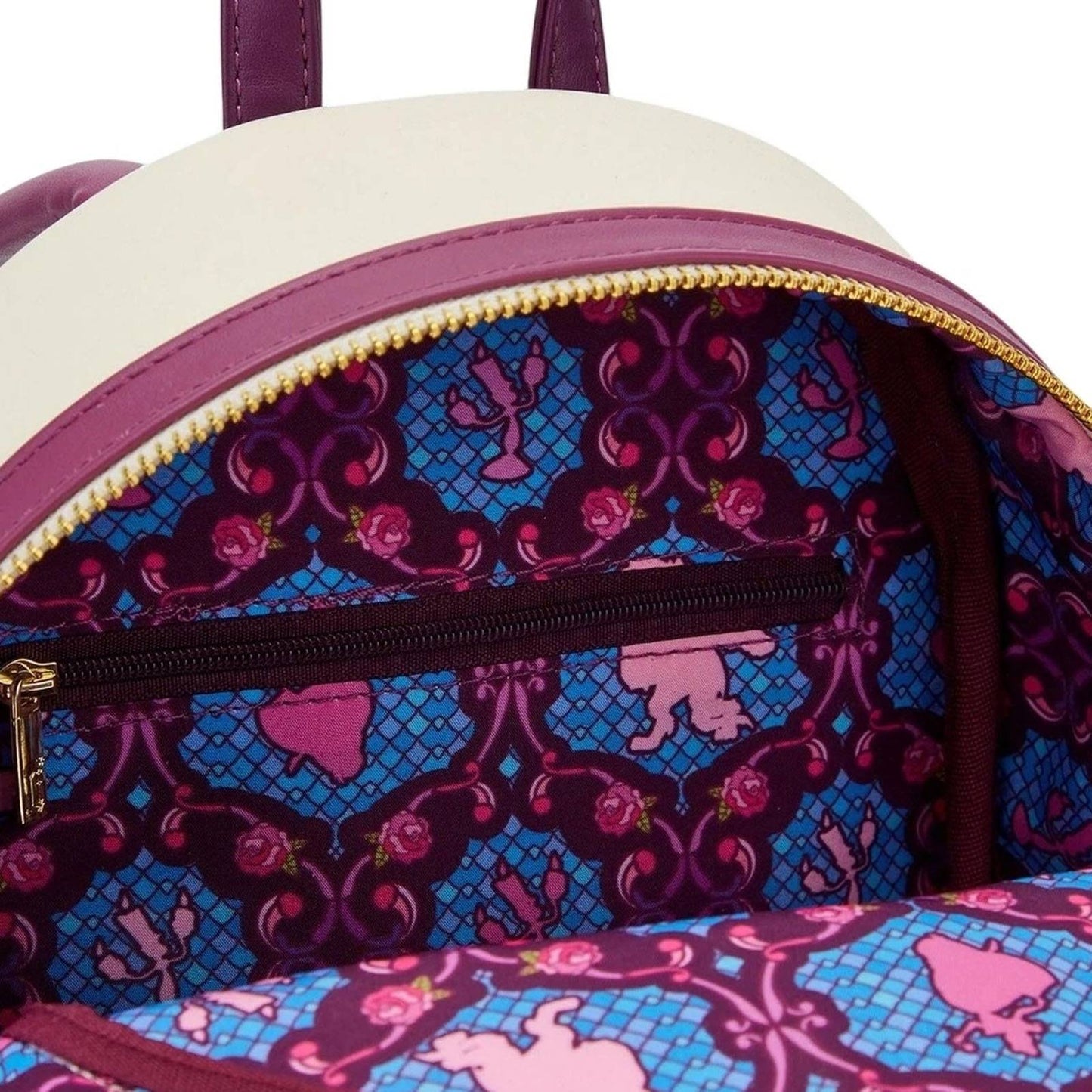 Nova carteira mochila mini Loungefly Disney A Bela e a Fera Bela Vitral Retrato