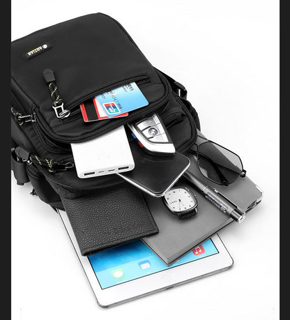 Men Multi-layer Shoulder Bag Fashionable Casual Lightweight Nylon Crossbody Bag for Daily Outing Commuting Small Handbag