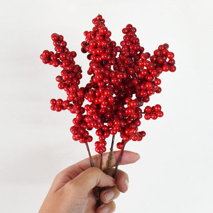 10pcs Artificial Berries Christmas Decoration Flowers Red Berry Branches Xmas Tree Party Home Table Ornament Red Wreath DIY