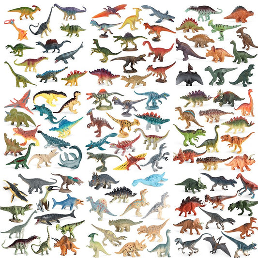 Oenux 12PCS Small Jurassic Dinosaur Set Brinquedo T-Rex Velociraptor Spinosaurus Mosasaur Model Action Figure Collection Kid Toy
